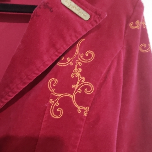 Baby Phat Girlz Burgundy Velvety Embroidery Blazer Jacket Size Large - Picture 3 of 14